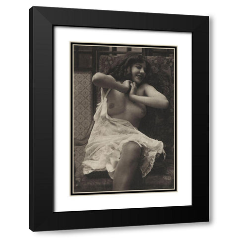 Sudden Joy Black Modern Wood Framed Art Print with Double Matting by Vintage Nudes