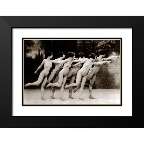 Six Nude Dancers Black Modern Wood Framed Art Print with Double Matting by Vintage Nudes