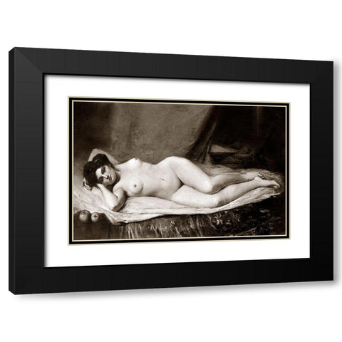 Sensuality Black Modern Wood Framed Art Print with Double Matting by Vintage Nudes