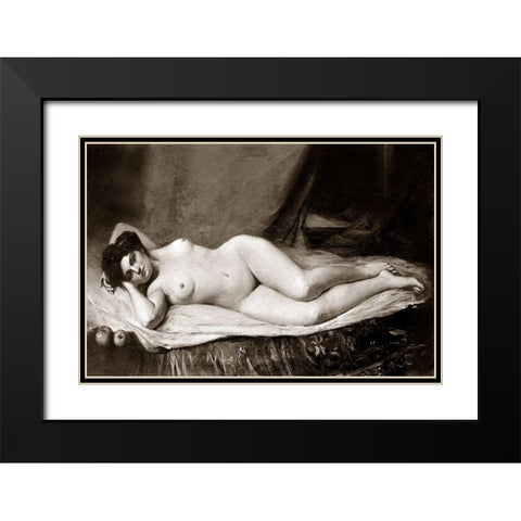 Sensuality Black Modern Wood Framed Art Print with Double Matting by Vintage Nudes