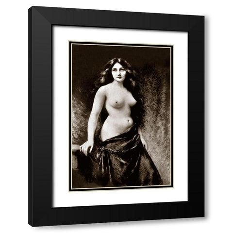 Nude in Drapery Black Modern Wood Framed Art Print with Double Matting by Vintage Nudes