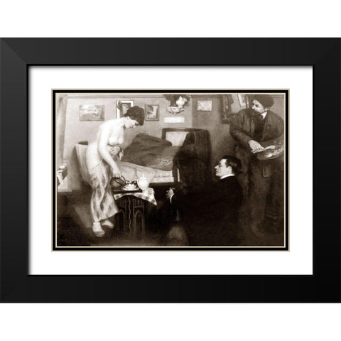 In the Studio Black Modern Wood Framed Art Print with Double Matting by Vintage Nudes