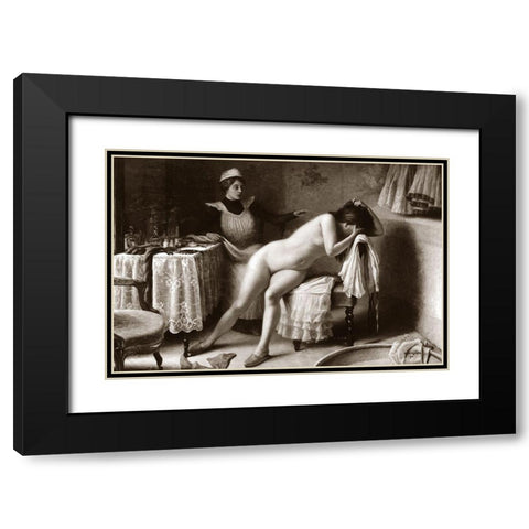 Crying Nude Black Modern Wood Framed Art Print with Double Matting by Vintage Nudes