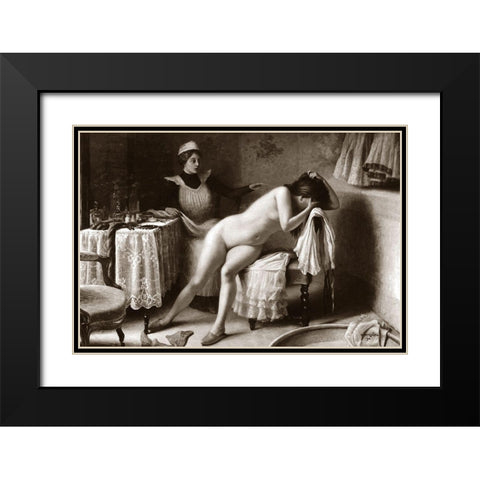 Crying Nude Black Modern Wood Framed Art Print with Double Matting by Vintage Nudes