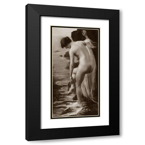 Salt Water Bath Black Modern Wood Framed Art Print with Double Matting by Vintage Nudes
