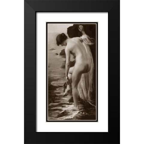 Salt Water Bath Black Modern Wood Framed Art Print with Double Matting by Vintage Nudes
