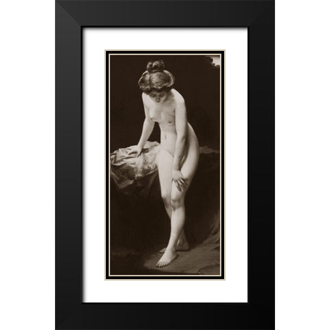 Amelia Black Modern Wood Framed Art Print with Double Matting by Vintage Nudes