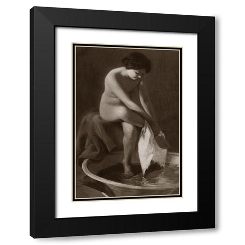 The Foot Washer Black Modern Wood Framed Art Print with Double Matting by Vintage Nudes
