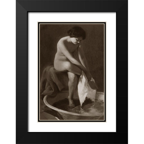 The Foot Washer Black Modern Wood Framed Art Print with Double Matting by Vintage Nudes