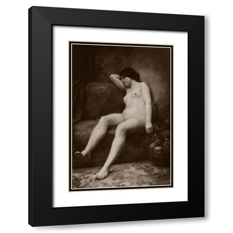 The Siesta Black Modern Wood Framed Art Print with Double Matting by Vintage Nudes