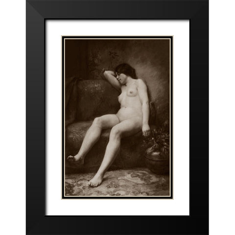 The Siesta Black Modern Wood Framed Art Print with Double Matting by Vintage Nudes