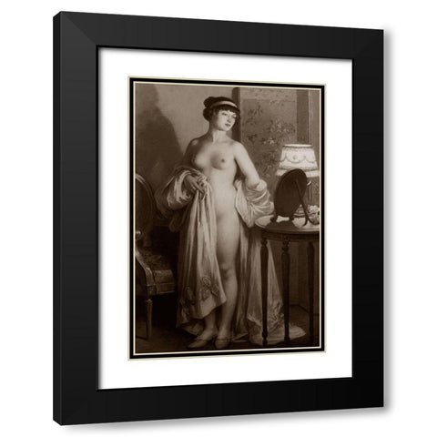 Le Miroir Black Modern Wood Framed Art Print with Double Matting by Vintage Nudes