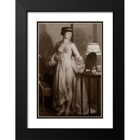 Le Miroir Black Modern Wood Framed Art Print with Double Matting by Vintage Nudes