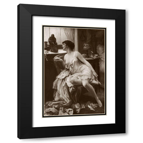 Le Magot Black Modern Wood Framed Art Print with Double Matting by Vintage Nudes