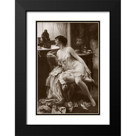 Le Magot Black Modern Wood Framed Art Print with Double Matting by Vintage Nudes