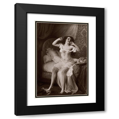 Au Lever Black Modern Wood Framed Art Print with Double Matting by Vintage Nudes
