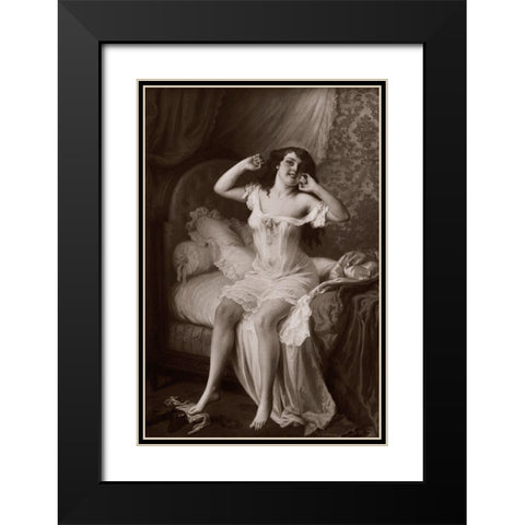 Au Lever Black Modern Wood Framed Art Print with Double Matting by Vintage Nudes