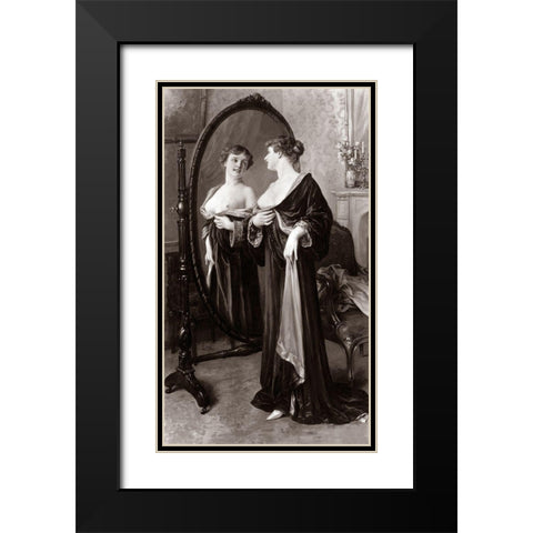 Satisfaction Black Modern Wood Framed Art Print with Double Matting by Vintage Nudes