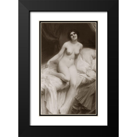 The Awakening Black Modern Wood Framed Art Print with Double Matting by Vintage Nudes