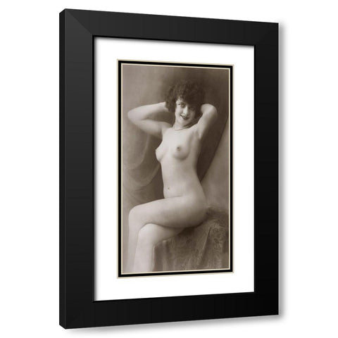 Emily Black Modern Wood Framed Art Print with Double Matting by Vintage Nudes