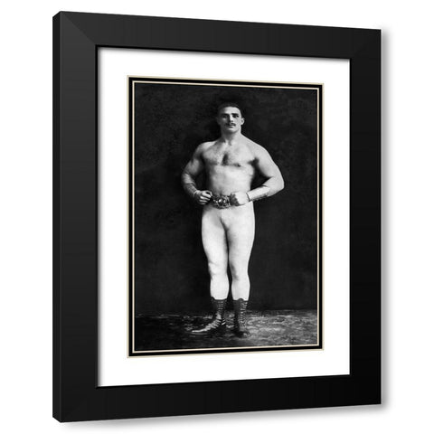 Bodybuilder in Leotard and Boots Black Modern Wood Framed Art Print with Double Matting by Vintage Muscle Men