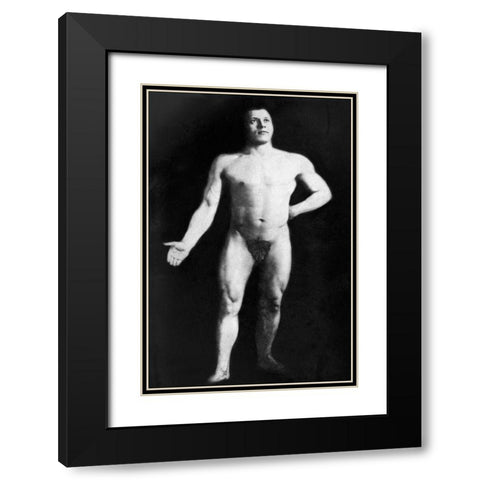 Nude Bodybuilder Black Modern Wood Framed Art Print with Double Matting by Vintage Muscle Men