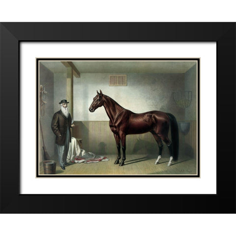 Rysdyks Hambletonian Black Modern Wood Framed Art Print with Double Matting by Currier and Ives