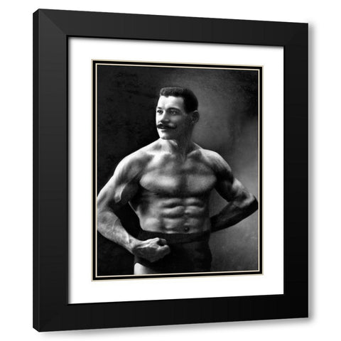 Oscar the Russian Wrestler Black Modern Wood Framed Art Print with Double Matting by Vintage Wrestler