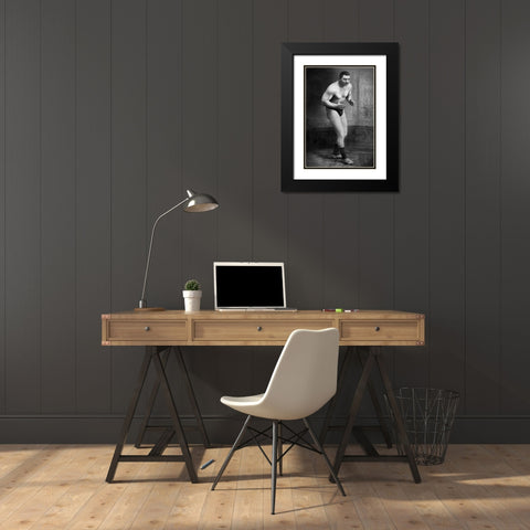 Ready to Wrestle Black Modern Wood Framed Art Print with Double Matting by Vintage Wrestler