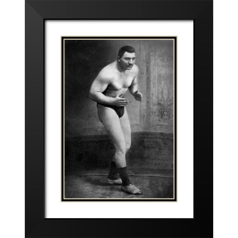 Ready to Wrestle Black Modern Wood Framed Art Print with Double Matting by Vintage Wrestler