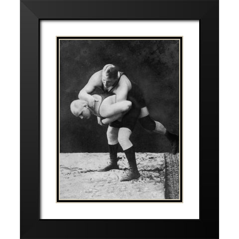 Trap and Roll Takedown Black Modern Wood Framed Art Print with Double Matting by Vintage Wrestler