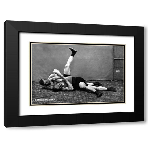 The Pin: Russian Wrestlers Black Modern Wood Framed Art Print with Double Matting by Vintage Wrestler