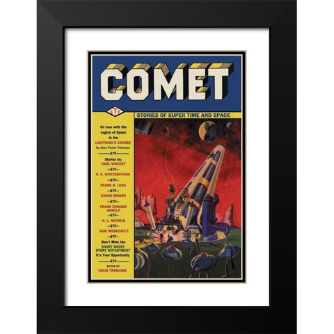 Comet: Giant Space Gun Black Modern Wood Framed Art Print with Double Matting by Retrosci-fi