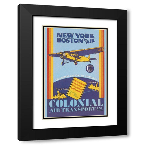 Colonial Air Transport - New York to Boston by Air Black Modern Wood Framed Art Print with Double Matting by Unknown