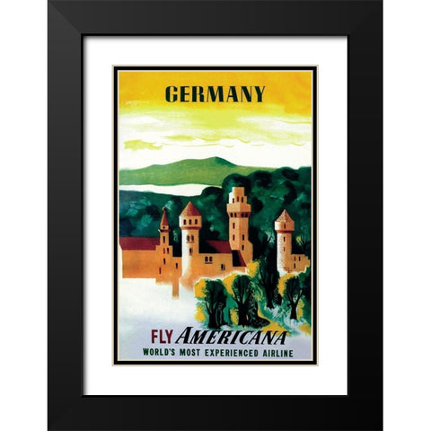 German Castle Black Modern Wood Framed Art Print with Double Matting by Unknown