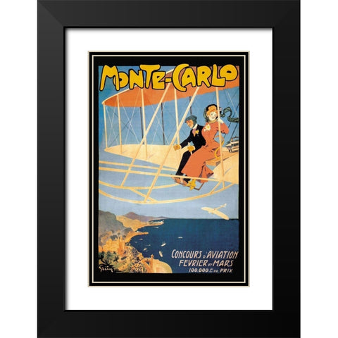 Monte Carlo Concours dAviation Black Modern Wood Framed Art Print with Double Matting by Grun, Jules Alexandre