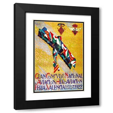 Gran Concurso Nacional de Aviacion y Hidroaviacion Black Modern Wood Framed Art Print with Double Matting by Abad