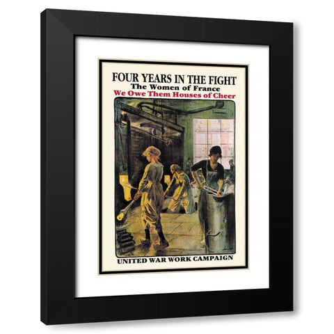 Four Years in the Fight: The Women of France, 1918 Black Modern Wood Framed Art Print with Double Matting by Jonas, Lucien