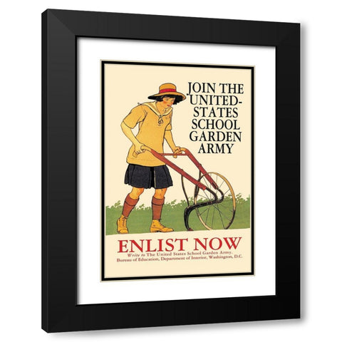 Join the United States School Garden Army Black Modern Wood Framed Art Print with Double Matting by Penfield, Edward