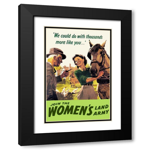 Join the Womens Land Army Black Modern Wood Framed Art Print with Double Matting by Cross