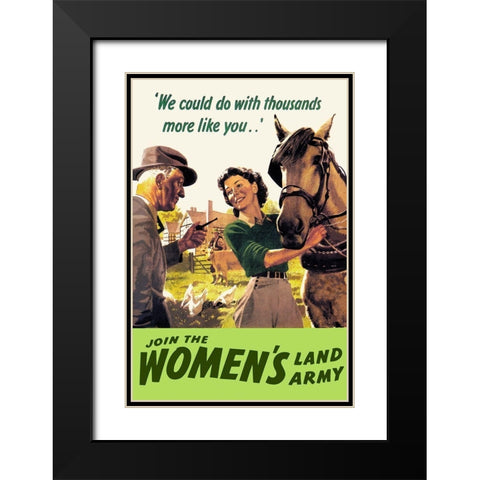 Join the Womens Land Army Black Modern Wood Framed Art Print with Double Matting by Cross