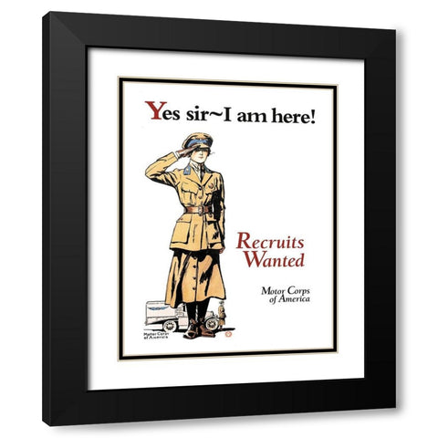 Recruits Wanted: Motor Corps of America Black Modern Wood Framed Art Print with Double Matting by Penfield, Edward