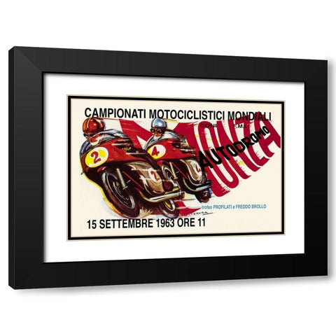 World Motorcycle Championship - 1963 Black Modern Wood Framed Art Print with Double Matting by Unknown