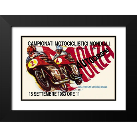 World Motorcycle Championship - 1963 Black Modern Wood Framed Art Print with Double Matting by Unknown