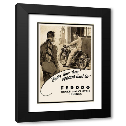 Ferodo Brake and Clutch Linings Black Modern Wood Framed Art Print with Double Matting by Unknown