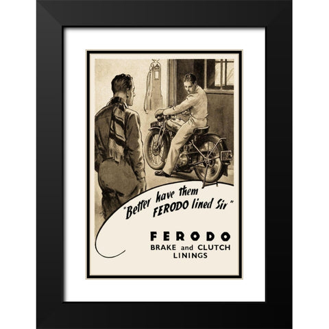 Ferodo Brake and Clutch Linings Black Modern Wood Framed Art Print with Double Matting by Unknown