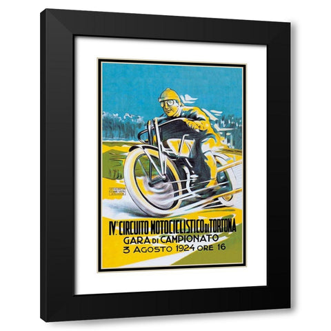 4th Motorcycle Circuit of Tortona Black Modern Wood Framed Art Print with Double Matting by Unknown