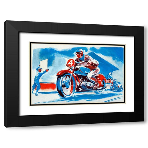 No. 4 Motorcycle Black Modern Wood Framed Art Print with Double Matting by Unknown