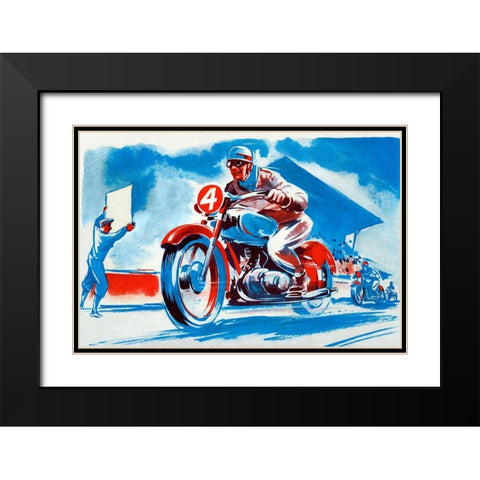 No. 4 Motorcycle Black Modern Wood Framed Art Print with Double Matting by Unknown