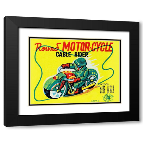 Round Motor-cycle Cable Rider Black Modern Wood Framed Art Print with Double Matting by Unknown